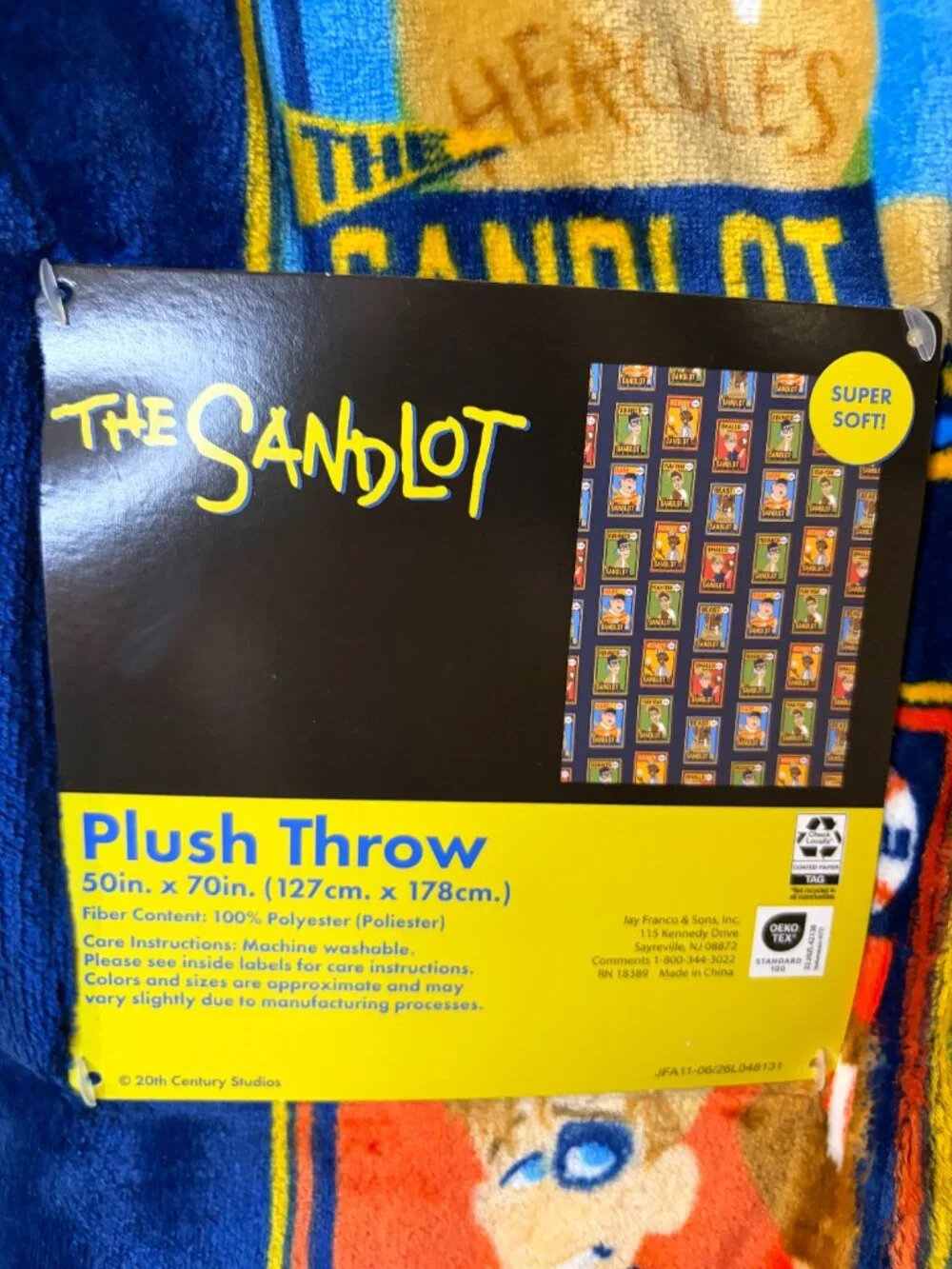 The Sandlot Baseball Movie Character Cards Plush Throw Blanket 50x70 NWT